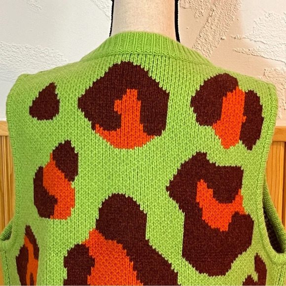 The Slow Love Gilet Green Leopard Print Vest SZ-L/XL - Picture 6 of 10